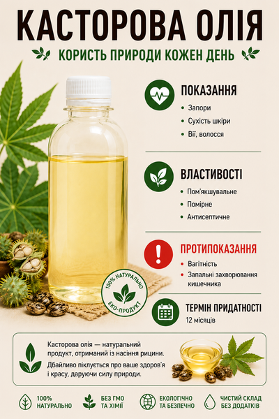 Касторова (рицинова) олія холодного віджиму 200 мл 138 фото