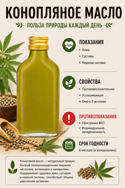 Конопляное масло холодного отжима 200 мл 135 фото